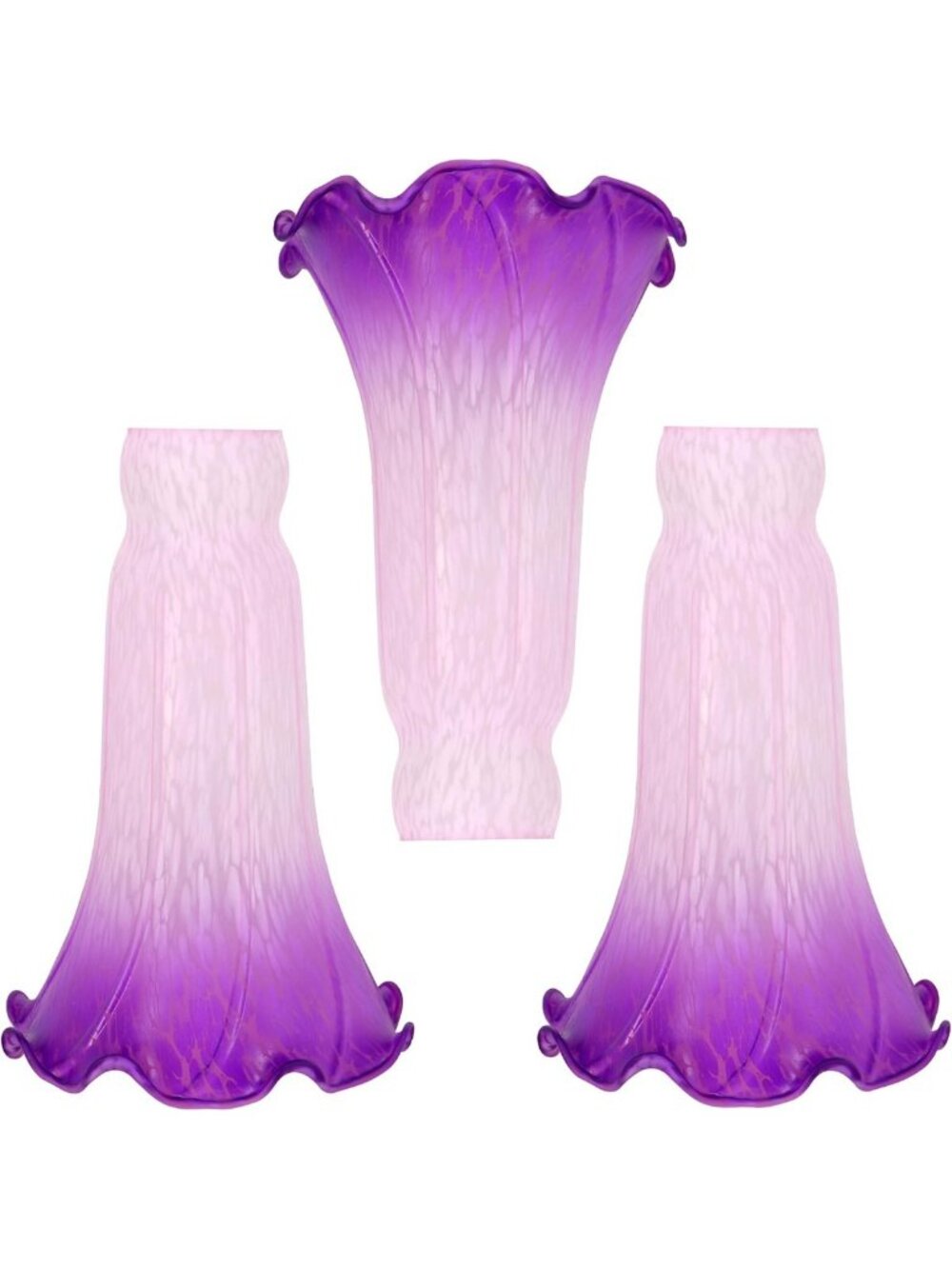 3-Pack Tulip Style Glass Lampshades for Table & Floor Lamps - Pink Purple